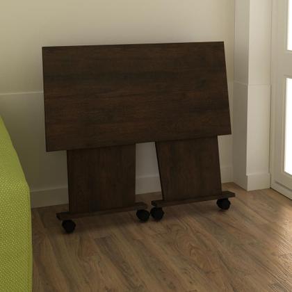 Imagem de Mesa Dobrável Multiuso Rodas Notebook Home Office Rústico