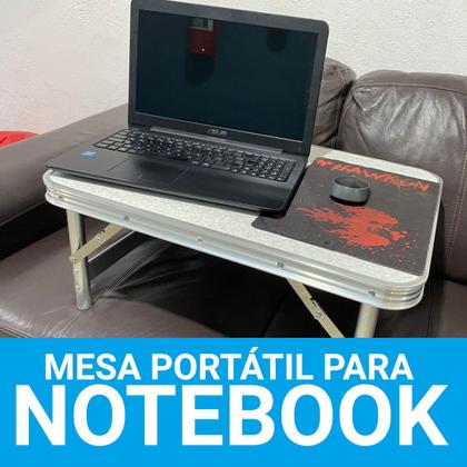 Imagem de Mesa Dobrável Notebook Estudos De Alumínio Com Tampo De Mdf, 60 cm x 45 cm Camping Churrasco Com Maleta