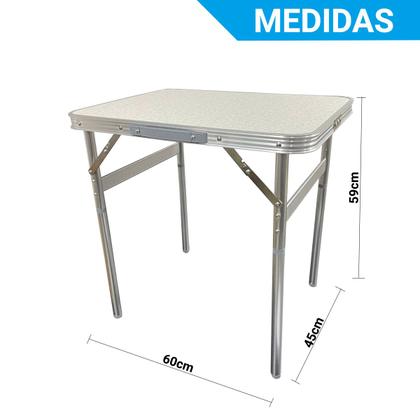 Imagem de Mesa Dobrável Notebook Estudos De Alumínio Com Tampo De Mdf, 60 cm x 45 cm Camping Churrasco Com Maleta