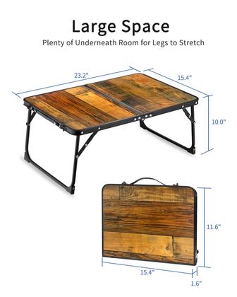 Imagem de Mesa dobrável para laptop SUVANE Lap Desk Bandeja de cama de madeira retrô