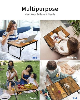 Imagem de Mesa dobrável para laptop SUVANE Lap Desk Bandeja de cama de madeira retrô