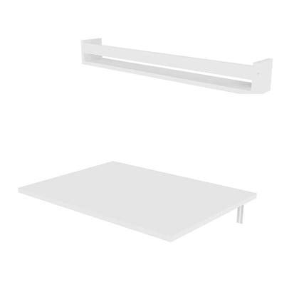 Mesa Dobrável para Notebook com Prateleira KitCubos Branca - Bramov Imagem de Mesa Dobrável para Notebook com Prateleira KitCubos Branca