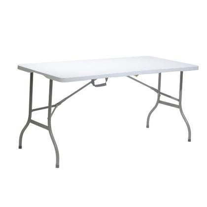 Imagem de Mesa Dobrável Portátil De Plástico Que Vira Maleta Para Camping 152X70cm Branco