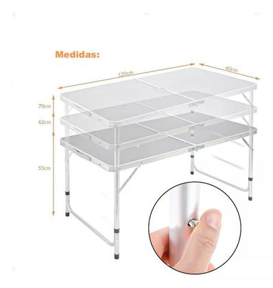 Imagem de Mesa Dobrável Portátil Maleta Camping Praia 4 Cadeira 120X60