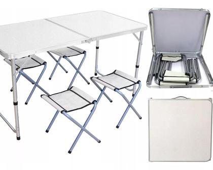 Imagem de Mesa Dobrável Portátil Maleta Camping Praia 4 Cadeira 120X60