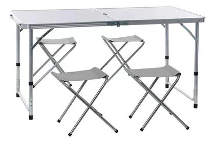 Imagem de Mesa Dobrável Portátil Maleta Camping Praia 4 Cadeira 120X60