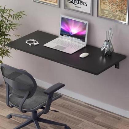 Imagem de Mesa Dobrável Retrátil 40x90cm MDF Preto com Suporte