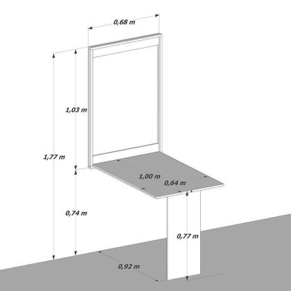 Imagem de Mesa Dobrável Retrátil De Parede 100x64 Preto