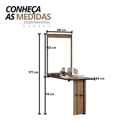 Imagem de Mesa Dobrável Retrátil De Parede 2 Lugares (1,00 Metro)