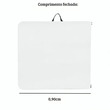 Imagem de Mesa Dobrável Tipo Maleta Cor Branca Camping Dobrável 1,80 com Alça Garden life