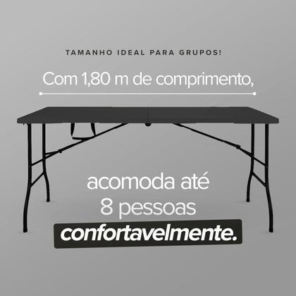 Imagem de Mesa Dobrável Vira Maleta Escritorio Jantar Trabalho Jardim Evento Dobrável Com Alca 1,80 Metross 6 Lugares Boden