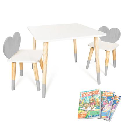 Imagem de Mesa e 2 Cadeiras Infantil Coração Kit Livro Educativo
