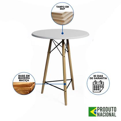 Imagem de Mesa Eames Eiffel Bistrô de Madeira 60cm Branco