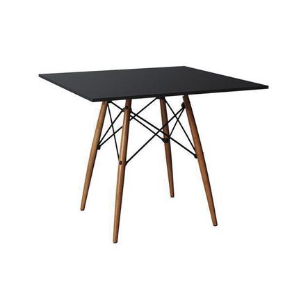 Imagem de Mesa Eames Eiffel Quadrado Tampo De Madeira 90cm Preto