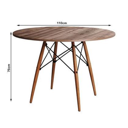 Imagem de Mesa Eames Eiffel Redondo Tampo De Madeira 110cm Amêndoa