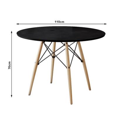 Imagem de Mesa Eames Eiffel Redondo Tampo de Madeira 110cm Preto