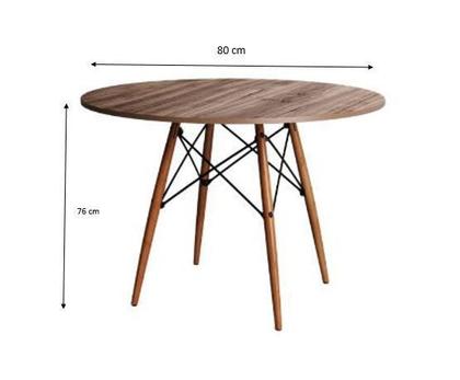 Imagem de Mesa Eames Eiffel Redondo Tampo De Madeira 80cm Amêndoa