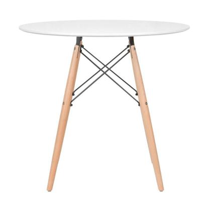 Imagem de Mesa Eames Eiffel Redondo Tampo De Madeira 80cm Branco