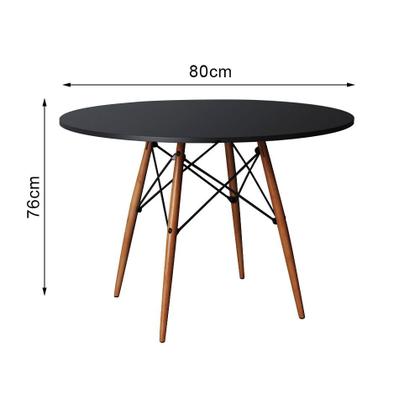 Imagem de Mesa Eames Eiffel Redondo Tampo de Madeira 80cm Preta