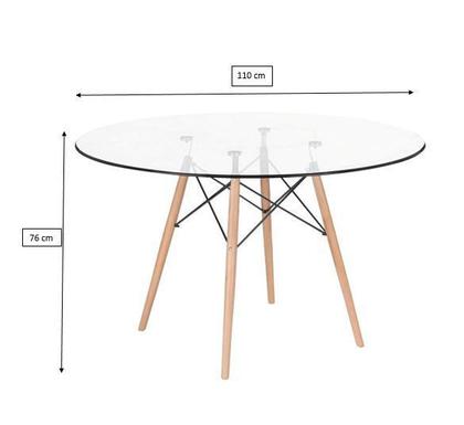 Imagem de Mesa Eames Eiffel Redondo Tampo De Vidro 110cm