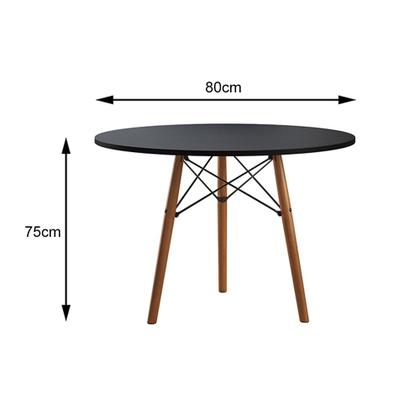 Imagem de Mesa Eames Eiffel Tampo Redondo Isabella Mdp 80cm 3 Pés em Madeira Preto
