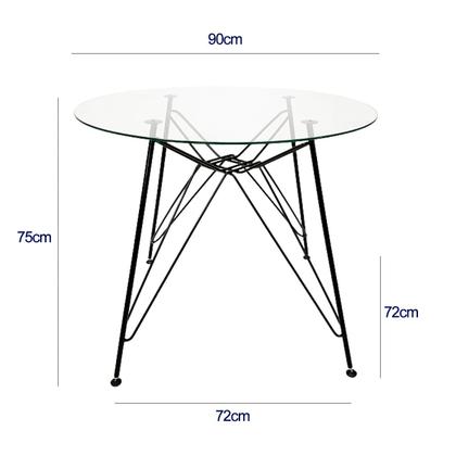 Imagem de Mesa Eames Ferro Eiffel cor Preta de Jantar ou Cozinha para 4 lugares com Tampo de Vidro Redondo 90cm