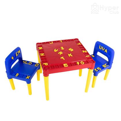 Imagem de Mesa Educativa Infantil com 2 Cadeiras, 26 Letras e 10 Números para Brincar e Aprender Alfabetização Infantil