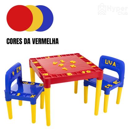 Imagem de Mesa Educativa Infantil com 2 Cadeiras, 26 Letras e 10 Números para Brincar e Aprender Alfabetização Infantil