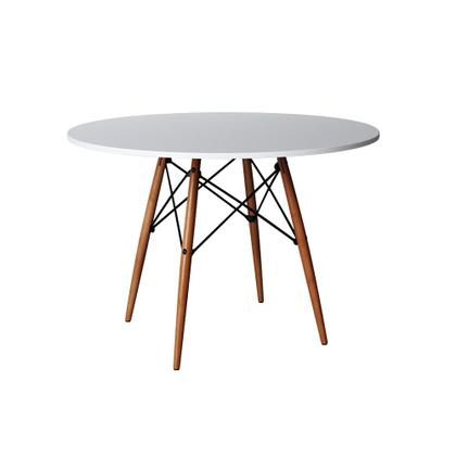 Imagem de Mesa Eiffel Design Charles Eames 90cm Branca Base Madeira Maciça