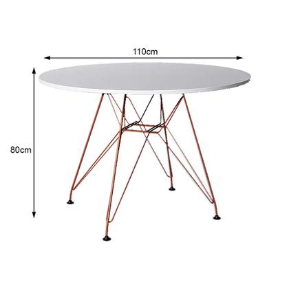 Imagem de Mesa Eiffel Redonda 110cm Tampo de Madeira Branco com Base de Ferro Cobre