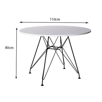 Imagem de Mesa Eiffel Redonda 110Cm Tampo De Madeira Branco Com Base De Ferro Preto - Cor: Branco