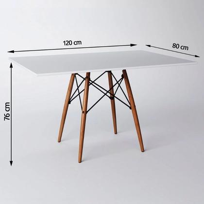 Imagem de Mesa Eiffel Wood Tampo Retangular De Madeira Branco 120 cm