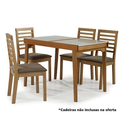 Imagem de Mesa Elastica Maragogi 1,10 MT (LARG) com Tampo de Vidro Fendi Base Madeira cor Amendoa - 56800