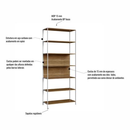 Imagem de Mesa em L c/ Balcão Lateral 3 Gavetas Porta e 2 Estantes F5