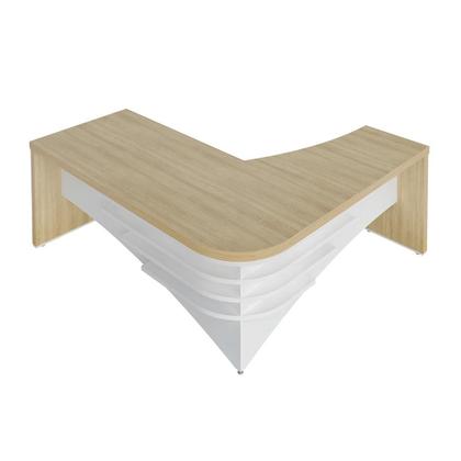 Imagem de Mesa em L Executiva Gallipoli Carvalho Branco