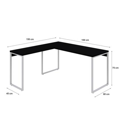 Imagem de Mesa em L Kuadra Diretor 150X150X75cm Estrutura Branca