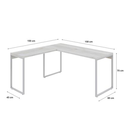 Imagem de Mesa em L Kuadra Diretor 150X150X75cm Estrutura Branca