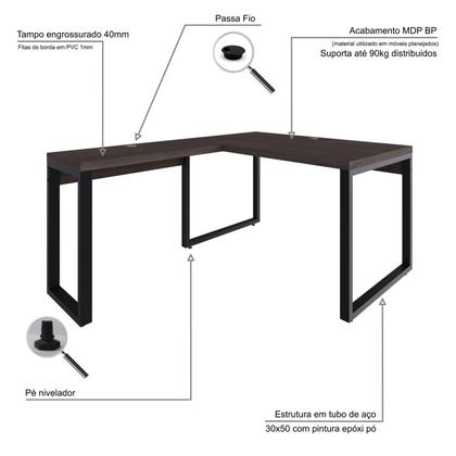 Imagem de Mesa em L Operacional 135x160x75cm Yon