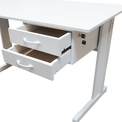 Imagem de Mesa em L Platina com 2 Gavetas Standard - ULTRA Móveis