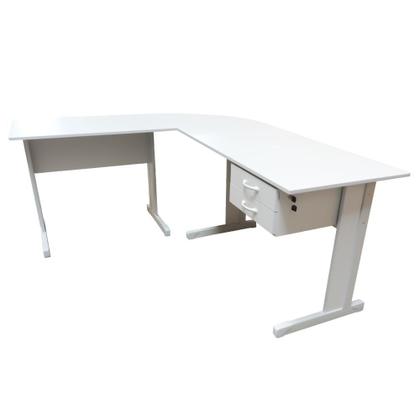 Imagem de Mesa em L Platina com 2 Gavetas Standard - ULTRA Móveis