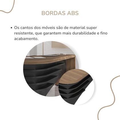 Imagem de Mesa Em L Tamburato Artany Diretor Cor Nogal com Preto Lado Esquerdo