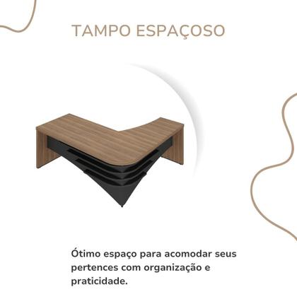 Imagem de Mesa Em L Tamburato Artany Diretor Cor Nogal com Preto Lado Esquerdo