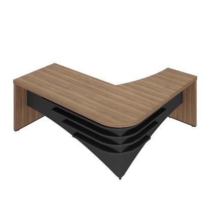 Imagem de Mesa Em L Tamburato Artany Diretor Cor Nogal com Preto Lado Esquerdo