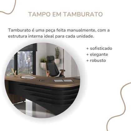 Imagem de Mesa Em L Tamburato Artany Diretor Cor Nogal com Preto Lado Esquerdo