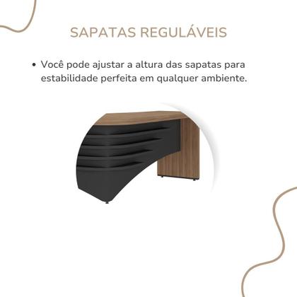 Imagem de Mesa Em L Tamburato Artany Diretor Cor Nogal com Preto Lado Esquerdo