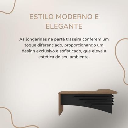 Imagem de Mesa Em L Tamburato Artany Diretor Cor Nogal com Preto Lado Esquerdo