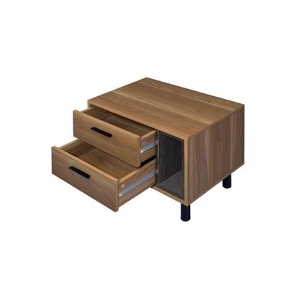 Imagem de Mesa Ergode Accent Brown Oak Metal com 2 gavetas com compartimento aberto