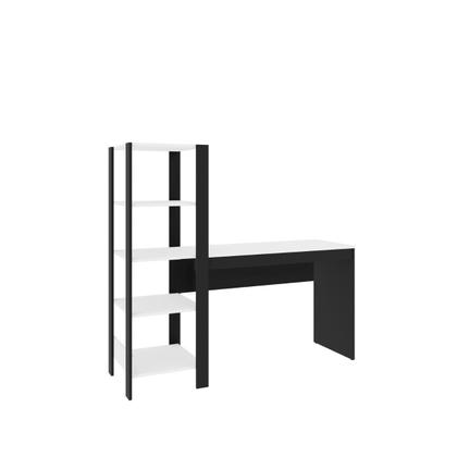 Imagem de Mesa Escritório Computador Multiuso com Estante Lateral Artemis Preto/Branco