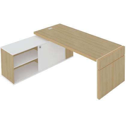 Imagem de Mesa Escritório Em L Caixa Com Tomada Atria Executiva 200x183cm A02 Carvalho Branco - Lyam Decor