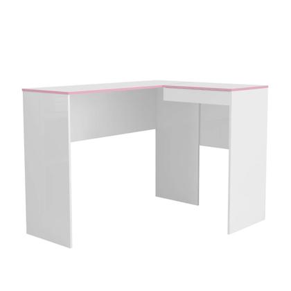 Imagem de Mesa Escritório Em L Com Porta Oculta Escrivaninha De Canto Para Computador Home Office Amplo Espaço Base Firme